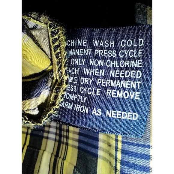 Towncraft Men’s Yellow & Blue Short Sleeve Button Wrinkle-Free Shirt Size Medium - Picture 5 of 5